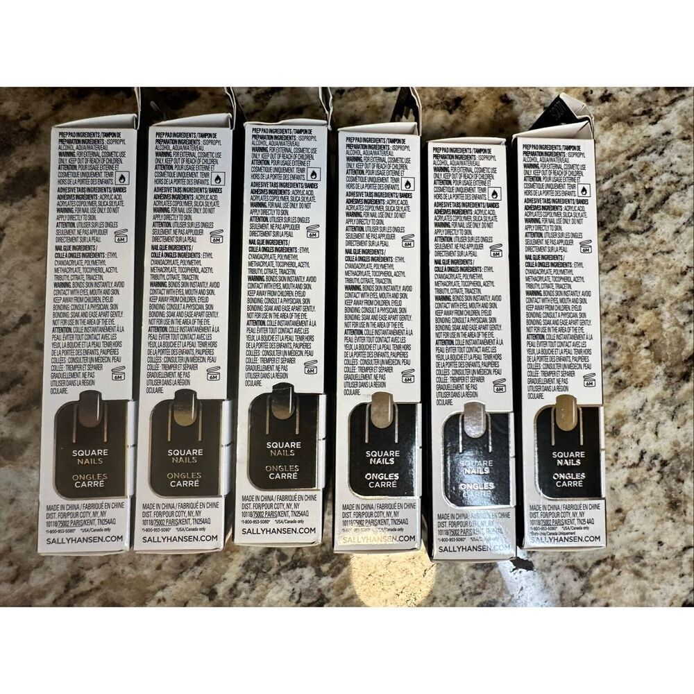 Sally Hansen 6 Sets of 24 Press on Square Shaped Nails With Glue New - Picture 3 of 6
